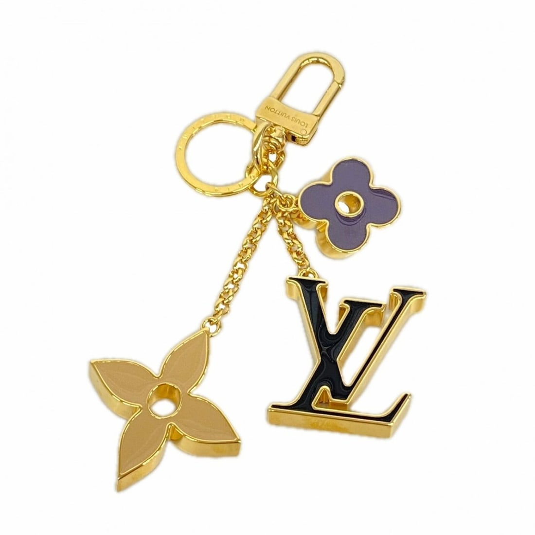 Louis Vuitton Keychain Charm Fleur de Monogram M01652 Brown Gold Women's (1 of 14)