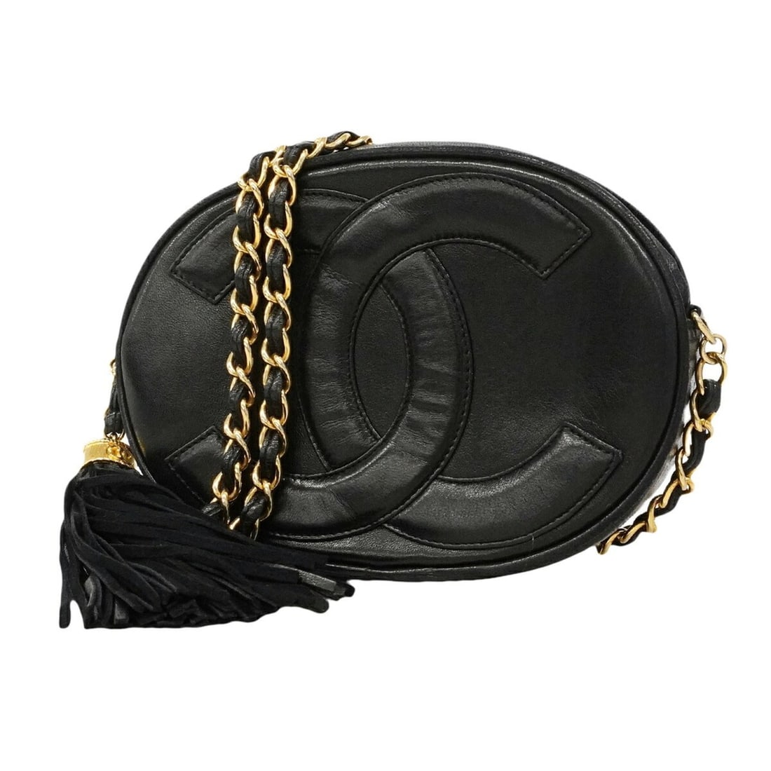 Chanel Shoulder Bag with Chain Strap, Lambskin, Black, Women's: --- Catalog ---Category: SizeSize (HxWxD): 12.5cm x 18cm x 4.5cm / 4.92'' x 7.08'' x 1.77''Category: DesignType: Shoulder bagColor: BlackGender: WomenMaterial: Leather Hardware Color: GoldLeather/Fur 