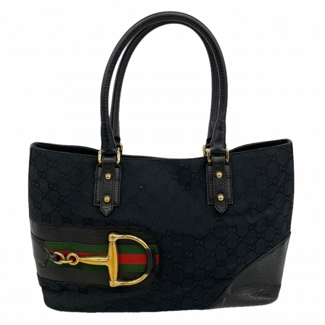 Gucci GG Canvas Sherry Line Horsebit Tote Bag 137385 Black Women's: --- Catalog ---Category: SizeSize (HxWxD): 23cm x 36cm x 12.5cm / 9.05'' x 14.17'' x 4.92''Category: DesignType: Tote bagColor: BlackGender: WomenMaterial: Canvas Hardware Color: GoldCategory: General