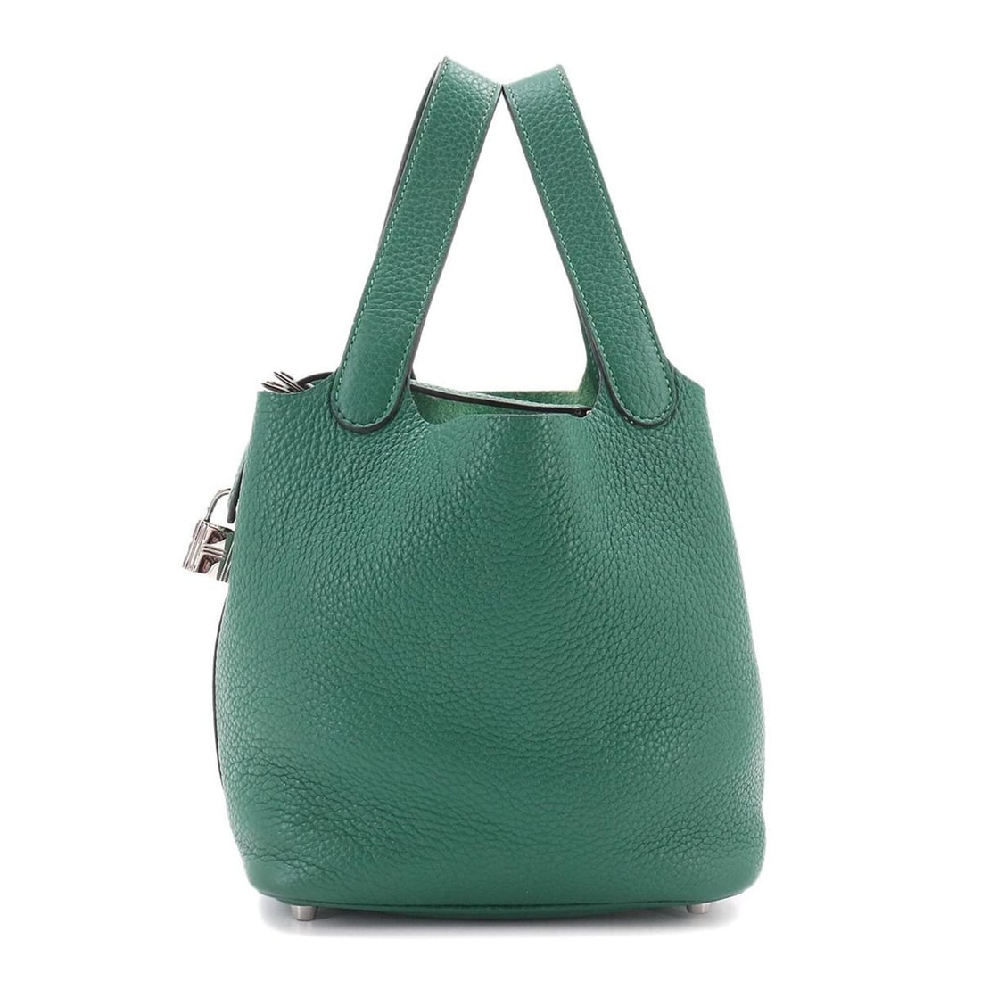 Piko Hermes Picotin Lock PM handbag, made of Taurillon Clemence leather in malachite, with a ?R (1 of 14)