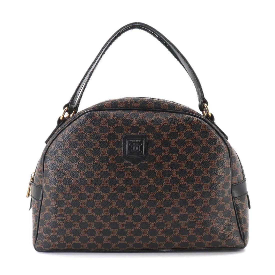 Celine Macadam Handbag, Leather, Black/Brown, Gold Hardware: --- Catalog ---Category: SizeSize (HxWxD): 19.5cm x 29cm x 10cm / 7.67'' x 11.41'' x 3.93''Category: DesignType: HandbagColor: Black, BrownGender: WomenMaterial: Faux leather Category: GeneralBrand: C
