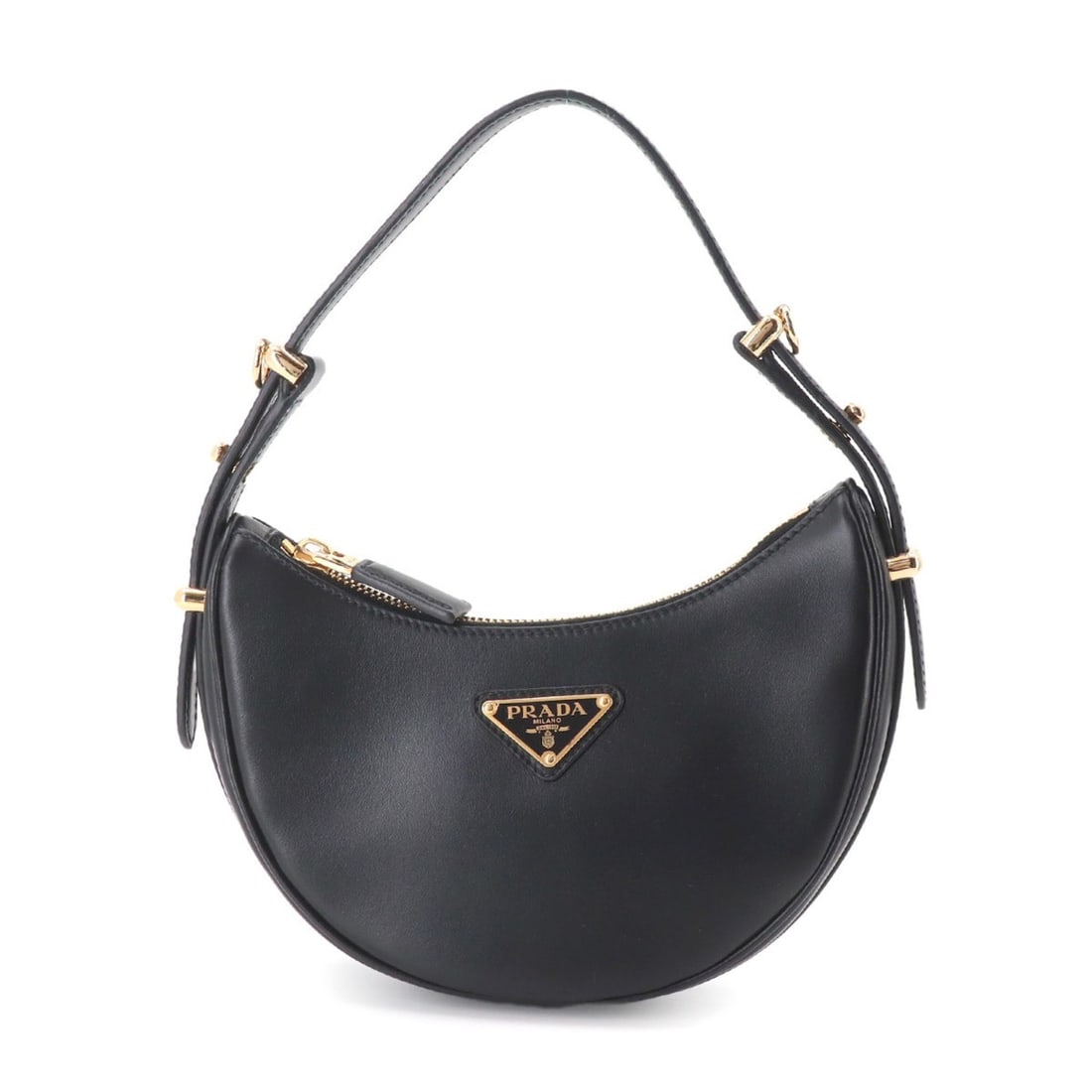 Prada Arche Small Handbag, Leather, Black, 1BC194: --- Catalog ---Category: SizeSize (HxWxD): 14cm x 20cm x 5cm / 5.51'' x 7.87'' x 1.96''Category: DesignType: HandbagColor: BlackGender: WomenMaterial: Leather Category: GeneralMPN: 1BC194Brand: PradaC