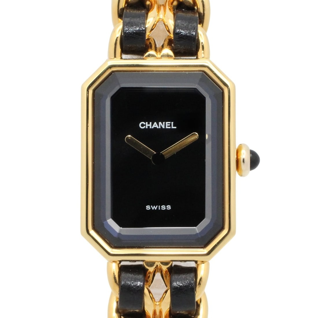 Chanel CHANEL Première XL Watch, Gold Plated (GP), Leather Strap, Women's, Black, H0001: --- Catalog ---Category: SizeWrist Size: 16.5cm / 6.49''Case Diameter: 20mm / 0.79''Category: DesignType: WristwatchGender: WomenColor (Dial): BlackMaterial (Band): Gold plated, LeatherMaterial (Case)