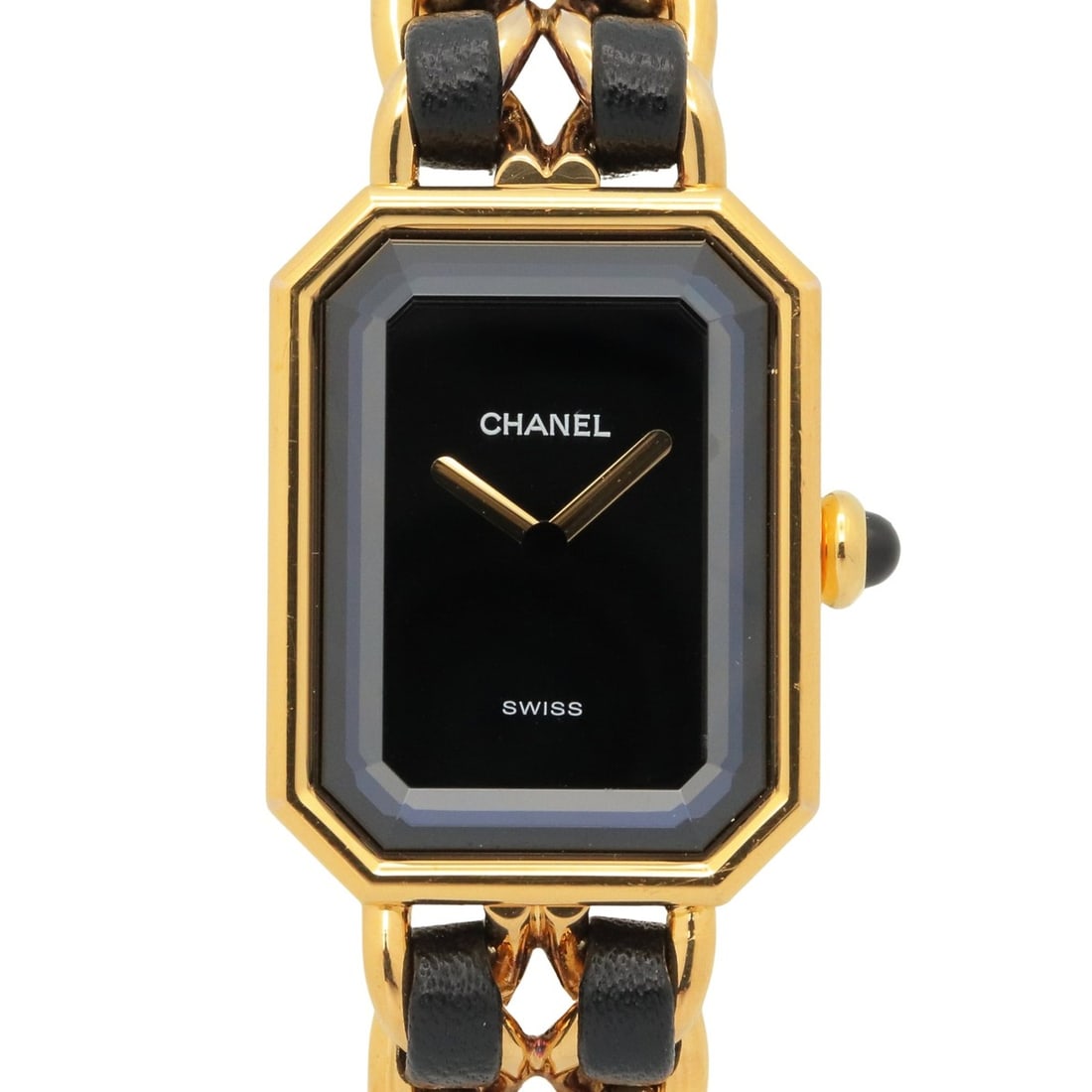 Chanel CHANEL Première S Watch, Gold Plated (GP), Leather Strap, Women's, Black, H0001: --- Catalog ---Category: SizeWrist Size: 13.5cm / 5.31''Case Diameter: 20mm / 0.79''Category: DesignType: WristwatchGender: WomenColor (Dial): BlackMaterial (Band): Gold plated, LeatherMaterial (Case)