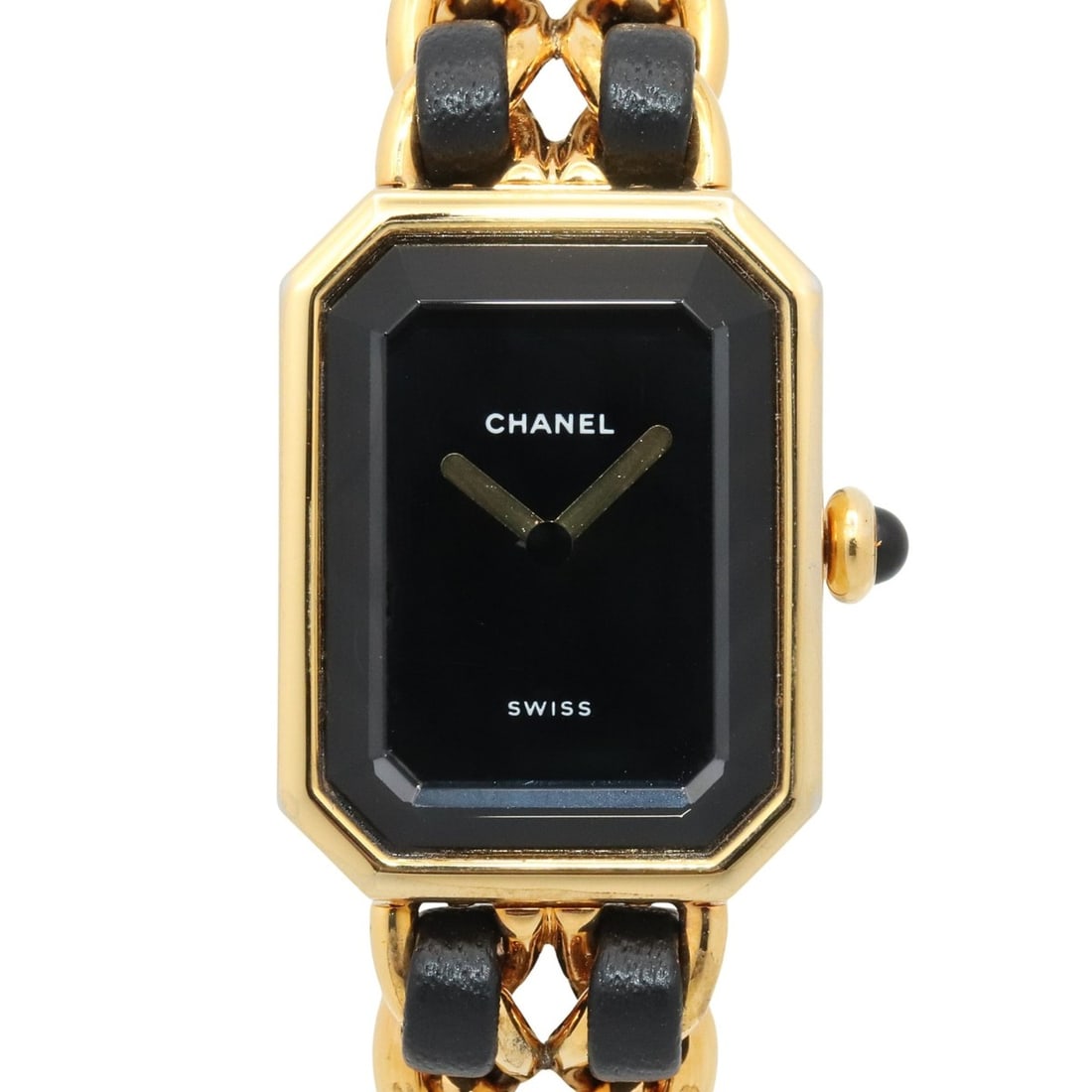 Chanel CHANEL Première S Watch, Gold Plated (GP), Leather Strap, Women's, Black, H0001: --- Catalog ---Category: SizeWrist Size: 13.5cm / 5.31''Case Diameter: 20mm / 0.79''Category: DesignType: WristwatchGender: WomenColor (Dial): BlackMaterial (Band): Gold plated, LeatherMaterial (Case)