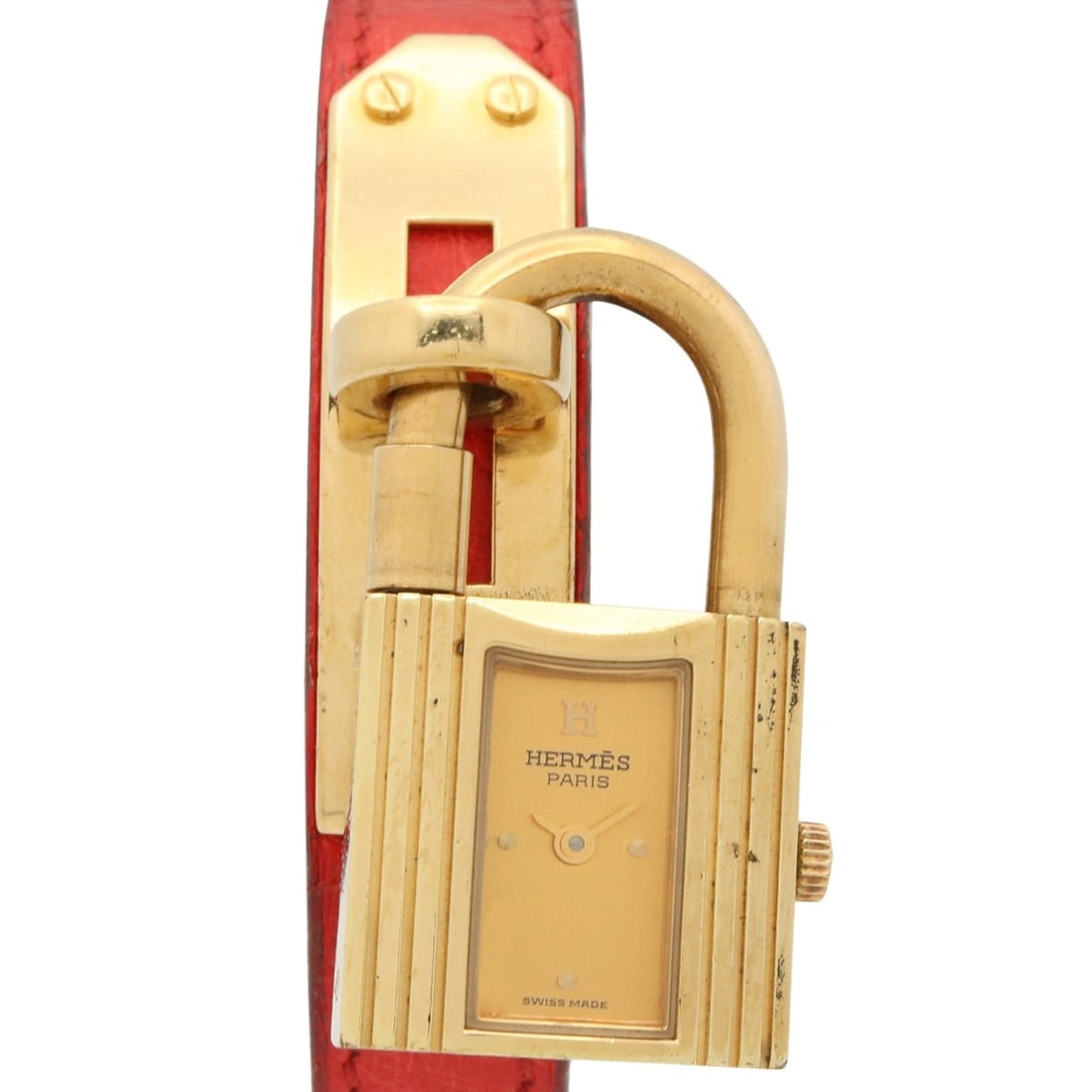 Hermes Kelly Watch, Gold Plated (GP), Leather Strap, Ladies' Champagne Color, KE1.201: --- Catalog ---Category: SizeWrist Size: 16.5cm / 6.49''Case Diameter: 20mm / 0.79''Category: DesignType: WristwatchGender: WomenColor (Dial): Champagne, GoldMaterial (Band): LeatherMaterial (Case): G