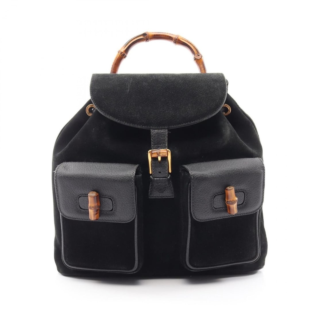Gucci Bamboo Backpack/Handbag, Suede Leather, Women's, Black, Item No. 033.2058.0016 (1 of 12)