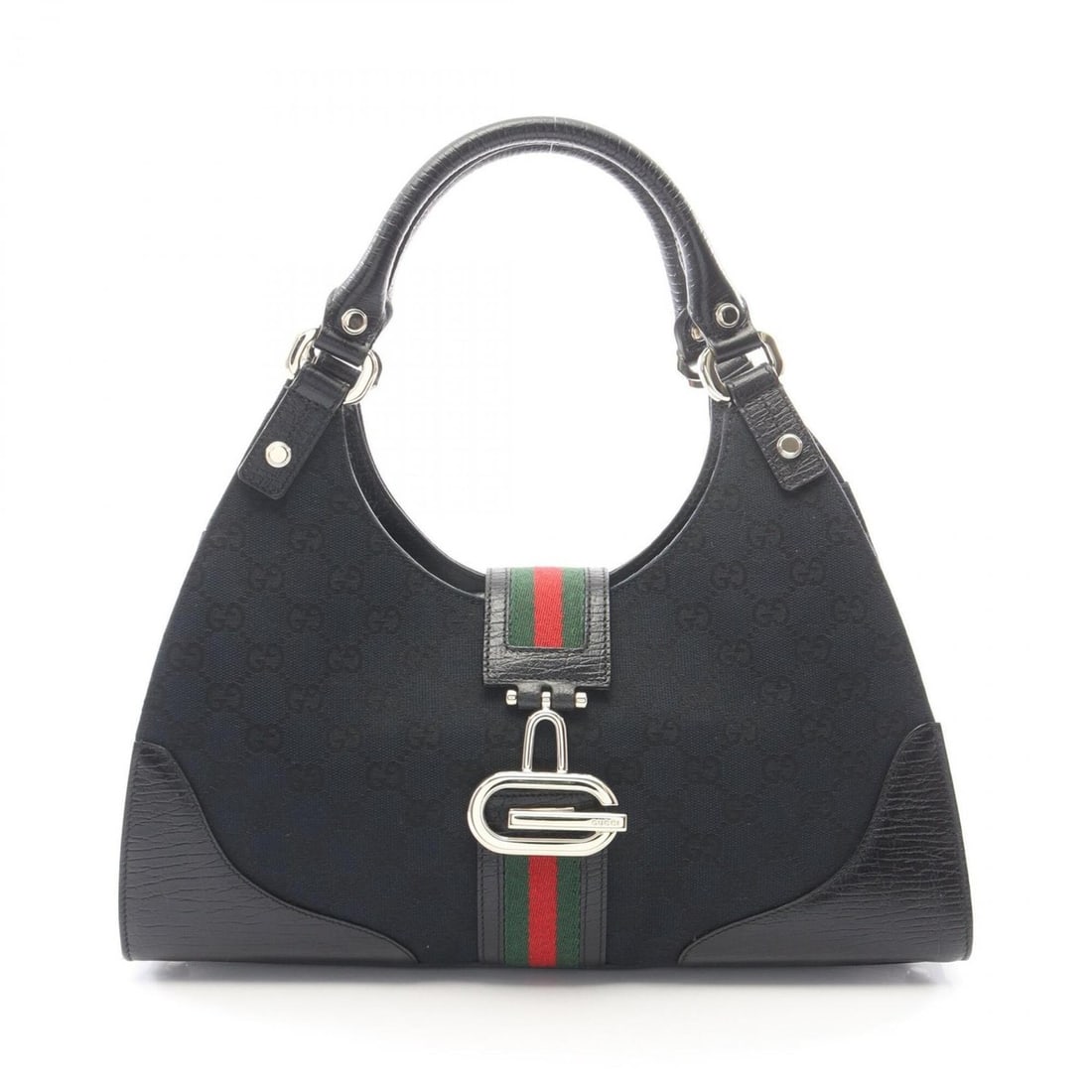 Gucci GG Canvas Sherry Line Handbag, Leather, Women's, Black/Multicolor, 130995: --- Catalog ---Category: SizeSize (HxWxD): 15.5cm x 35cm x 11cm / 6.1'' x 13.77'' x 4.33''Category: DesignType: HandbagColor: Black, Multi-colorGender: WomenMaterial: Canvas , Leather Category: Genera