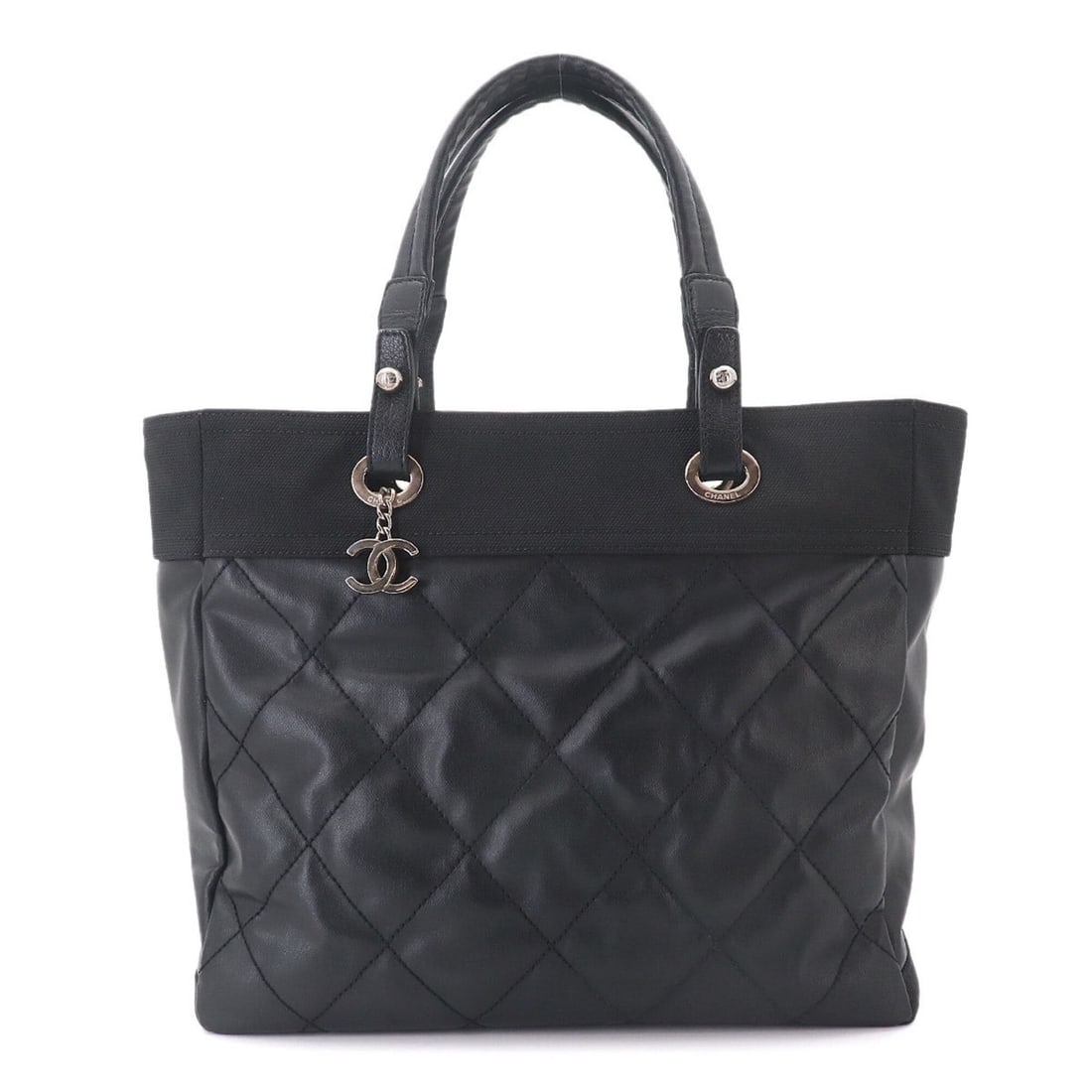 Chanel Paris Biarritz MM Tote Handbag, Nylon Leather, Black, A34209: --- Catalog ---Category: SizeSize (HxWxD): 29.5cm x 35cm x 14cm / 11.61'' x 13.77'' x 5.51''Category: DesignType: Handbag, Tote bagColor: BlackGender: WomenMaterial: Nylon Category: GeneralMPN: A34209