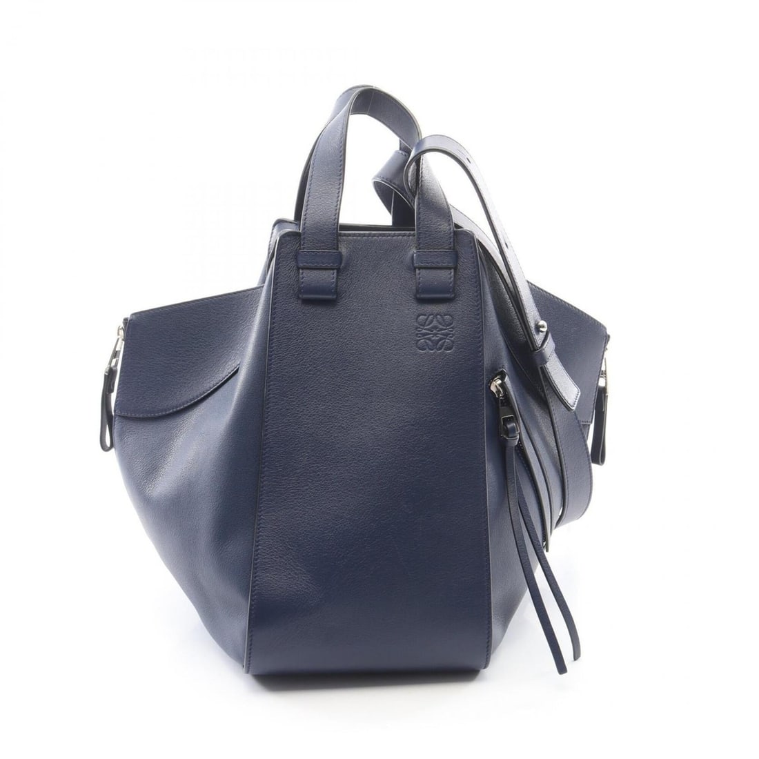 Loewe Hammock Medium 2-Way Handbag, Leather, Women's, Navy (1 of 8)
