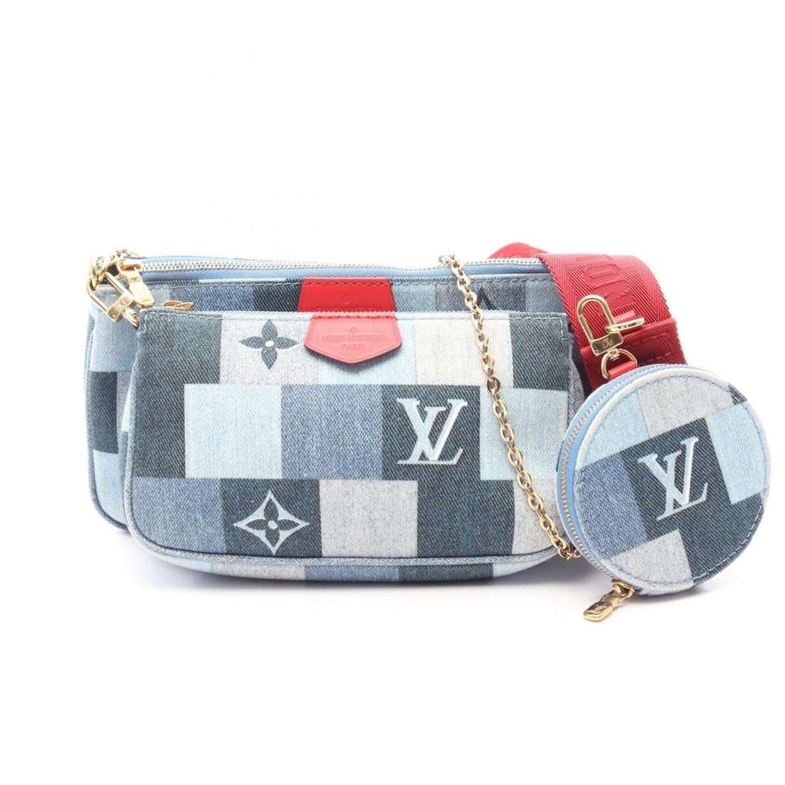 Louis Vuitton Multi Pochette Accessoires Denim Monogram 2-Way Shoulder Bag/Handbag, Leather,: --- Catalog ---Category: SizeSize (HxWxD): 13cm x 23cm x 7cm / 5.11'' x 9.05'' x 2.75''Category: DesignType: Handbag, Pochette, Shoulder bagColor: Blue, Multi-colorGender: WomenMaterial: Denim , Leath