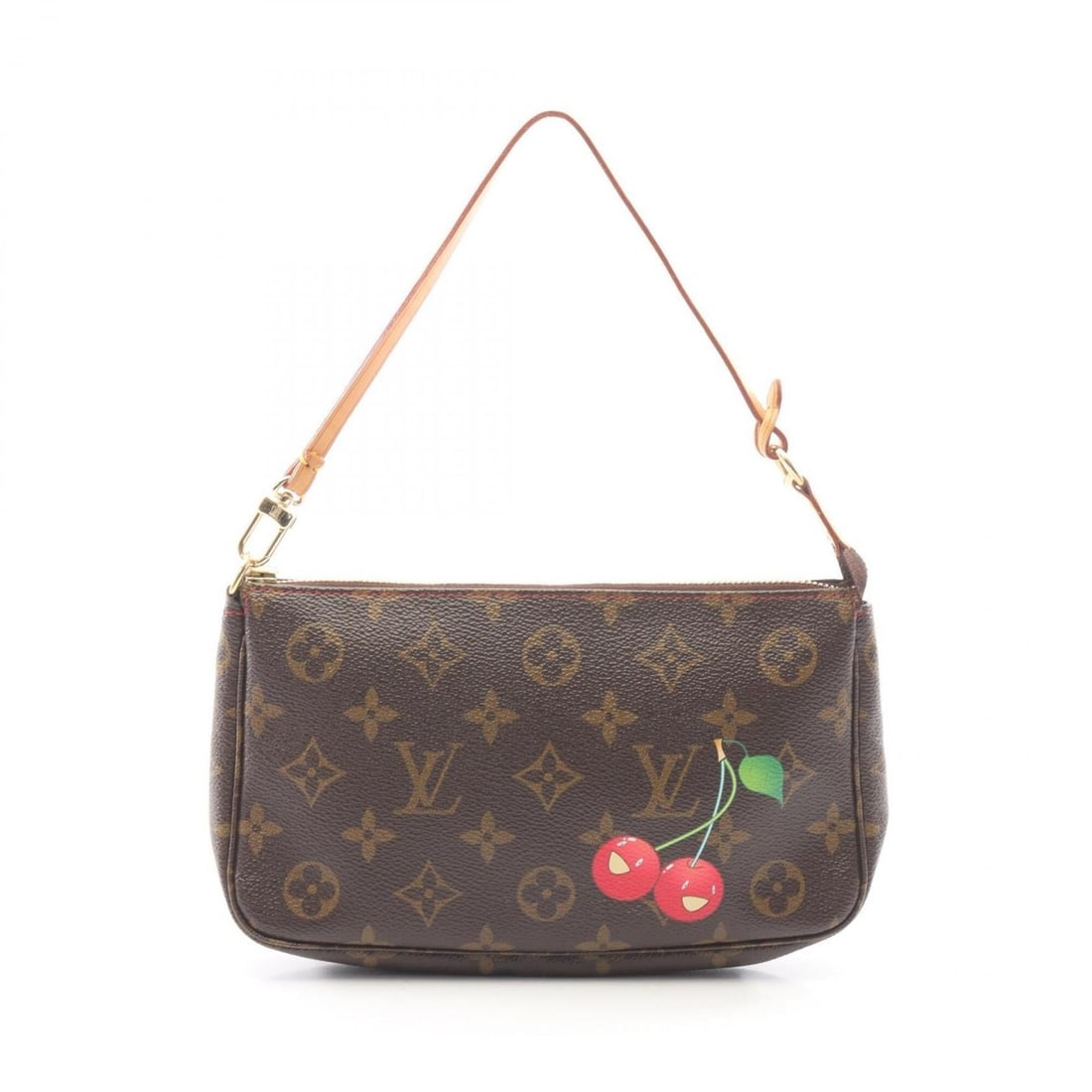 Louis Vuitton Pochette Accessoires Handbag, Coated Canvas and Leather, Monogram Cherry Pattern,: --- Catalog ---Category: SizeSize (HxWxD): 13cm x 20.5cm x 3.5cm / 5.11'' x 8.07'' x 1.37''Category: DesignType: Handbag, PochetteColor: Brown, Monogram Cherry, Red colorGender: WomenMaterial: Coated 