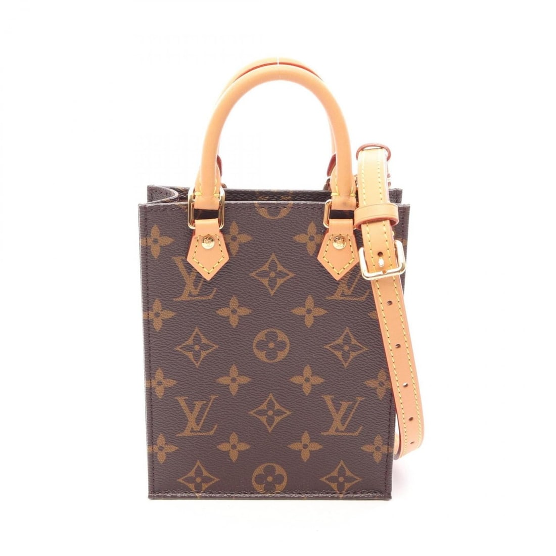 Louis Vuitton Petite Sac Plat Monogram 2-Way Handbag, Coated Canvas and Leather, Pattern, Women's,: --- Catalog ---Category: SizeSize (HxWxD): 17cm x 13.5cm x 5cm / 6.69'' x 5.31'' x 1.96''Category: DesignType: HandbagColor: Brown, MonogramGender: WomenMaterial: Monogram , Leather Category: GeneralM