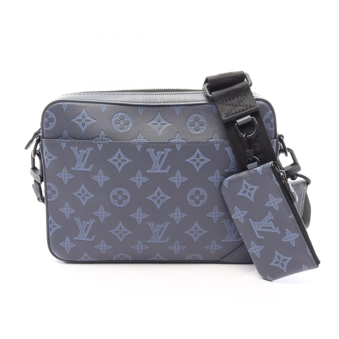 Louis Vuitton Duo Messenger Monogram Shadow Shoulder Bag/Handbag, Leather, Shadow, Men's, Navy,: --- Catalog ---Category: SizeSize (HxWxD): 18cm x 25cm x 4.5cm / 7.08'' x 9.84'' x 1.77''Category: DesignType: Shoulder bagColor: NavyGender: MenMaterial: Monogram Shadow Category: GeneralMPN: M45730B