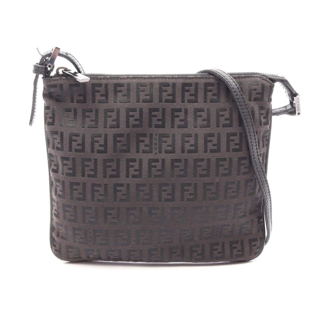Fendi Zucchino Shoulder Bag/Handbag, Canvas and Leather, Women's, Brown/Black: --- Catalog ---Category: SizeSize (HxWxD): 19cm x 21cm x 1cm / 7.48'' x 8.26'' x 0.39''Category: DesignType: Handbag, Shoulder bagColor: Black, BrownGender: WomenMaterial: Canvas , Leather Category: G