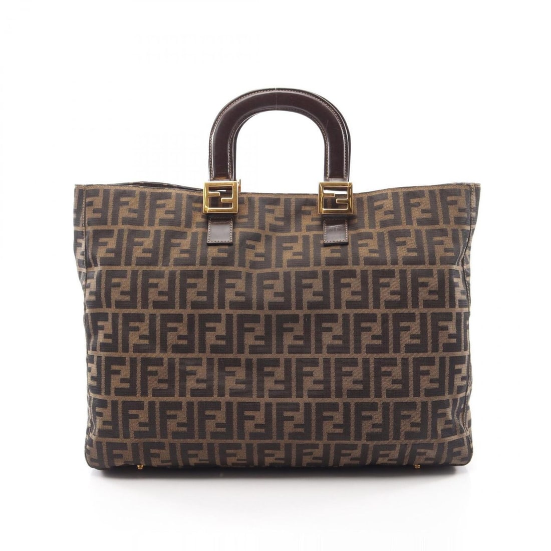 Fendi Zucca Tote Bag Handbag Canvas Leather Women's Brown/Black: --- Catalog ---Category: SizeSize (HxWxD): 31cm x 41cm x 14.5cm / 12.2'' x 16.14'' x 5.7''Category: DesignType: Handbag, Tote bagColor: Black, BrownGender: WomenMaterial: Canvas , Leather Category: Ge