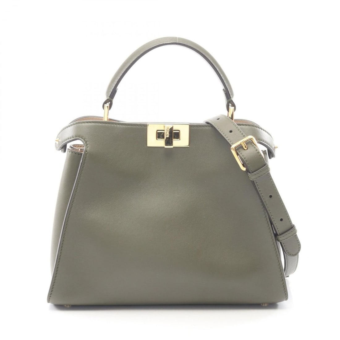 Fendi Peekaboo Essentially 2-Way Handbag, Leather, Women's, Khaki (8BN302): --- Catalog ---Category: SizeSize (HxWxD): 20cm x 27cm x 11.5cm / 7.87'' x 10.62'' x 4.52''Category: DesignType: HandbagColor: KhakiGender: WomenMaterial: Leather Category: GeneralMPN: 8BN302Brand: Fe