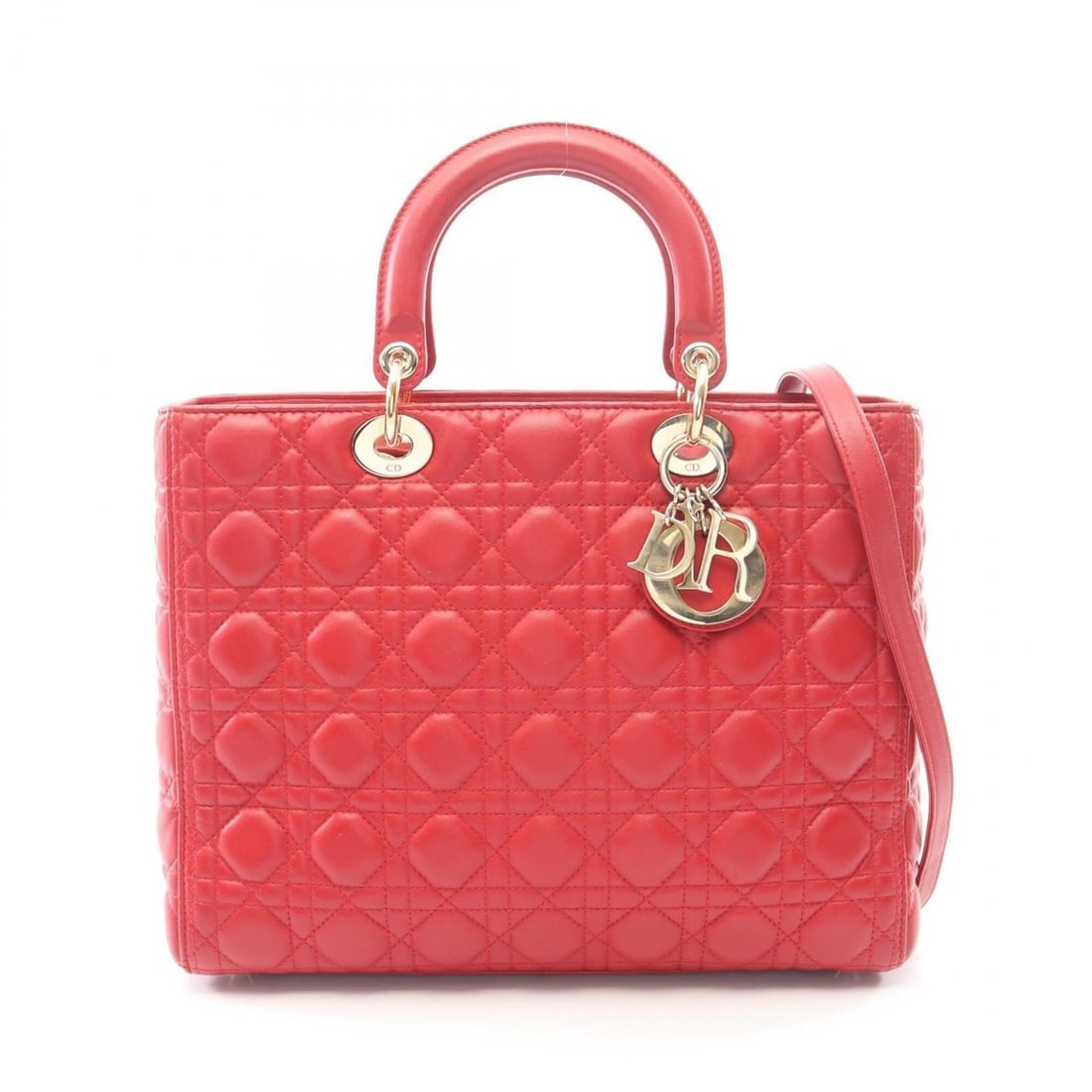 Christian Dior Dior Lady Large Cannage 2-Way Handbag, Leather, Women's, Red: --- Catalog ---Category: SizeSize (HxWxD): 25cm x 32cm x 11cm / 9.84'' x 12.59'' x 4.33''Category: DesignType: HandbagColor: Red colorGender: WomenMaterial: Leather Category: GeneralBrand: Christian D