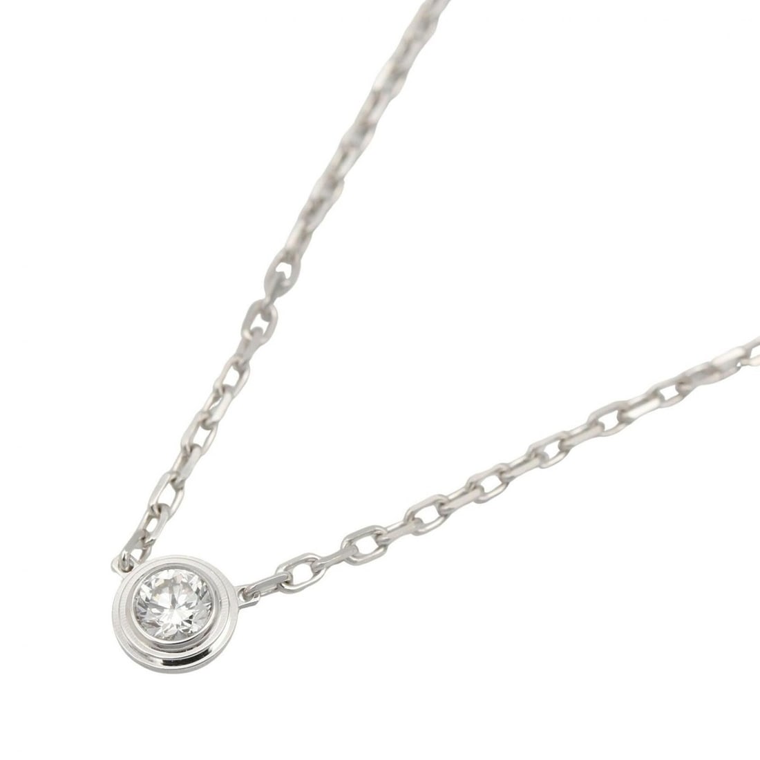 Cartier d'Amour SM Necklace, 18K White Gold (18KWG), Diamond, Women's, Clear/Silver Tone, B7215900: --- Catalog ---Category: SizePendant Size: 4.4mm x 4.4mm / 0.17'' x 0.17''Neck Circumference: 37.5 cm - 40.5 cm / 14.76'' - 15.94''Category: DesignColor: Clear, SilverStone: DiamondGender: WomenMateri