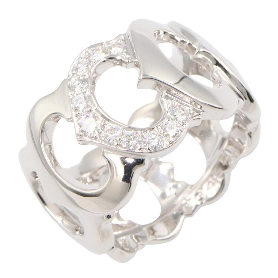 Cartier C de Diamond Ring - 18K White Gold (18KWG) Women's Silver/Clear Tone: --- Catalog ---Category: SizeJP Size: 12.5US Size: 6.5Category: DesignType: Band ringColor: Clear, SilverStone: DiamondGender: WomenMaterial: White gold (18K)Category: GeneralBrand: Cartier--- Item Li