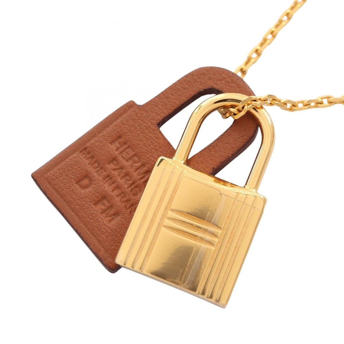 Hermes O'Kelly Necklace, D Stamp, Gold Plated Leather, Women's, Gold/Brown Tones: --- Catalog ---Category: SizePendant Size: 25mm x 14mm / 0.98'' x 0.55''Neck Circumference: 45 cm - 50 cm / 17.71'' - 19.68''Category: DesignColor: Brown, GoldGender: WomenMaterial: Gold plating, Leat