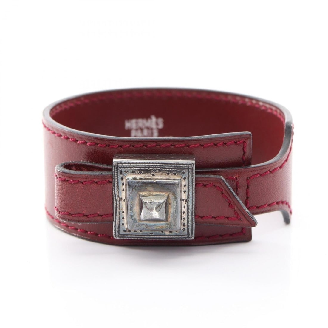 Hermes Artemis Touareg Rouge H Bangle Accessory, Calfskin (Cowhide), Box Calf Leather, Women's, (1 of 11)