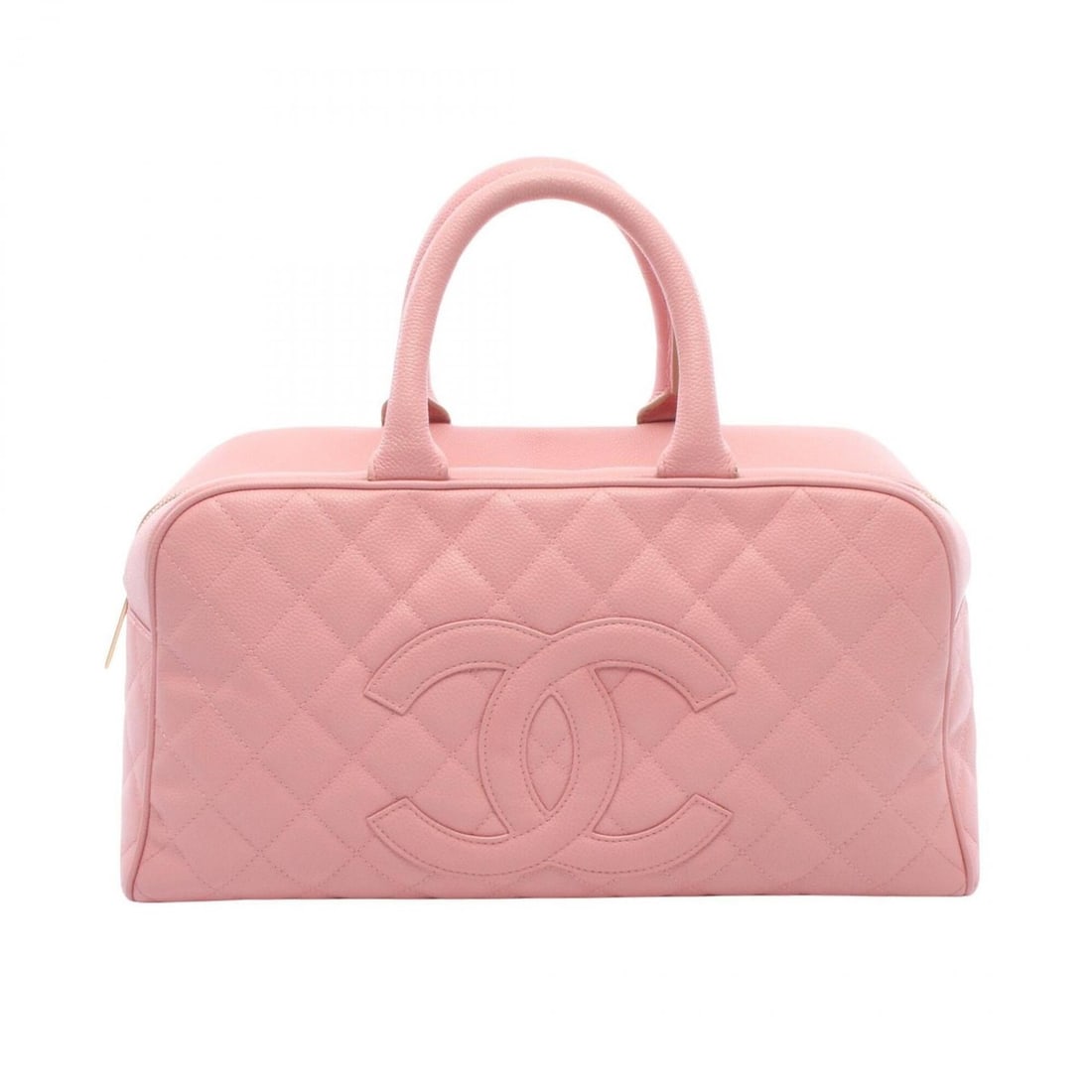 Chanel Matelassé Coco Mark Bowling Bag Handbag, Caviar Skin (Grained Calfskin), Women's, Pink: --- Catalog ---Category: SizeSize (HxWxD): 19cm x 36.5cm x 10.5cm / 7.48'' x 14.37'' x 4.13''Category: DesignType: HandbagColor: PinkGender: WomenMaterial: Grained Calfskin Hardware Color: GoldCategor