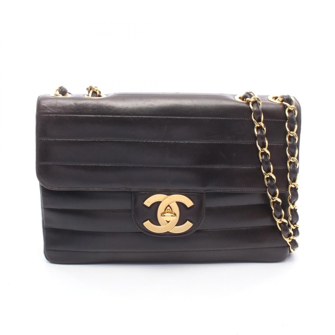 Chanel Mademoiselle Large Coco Mark Single Flap Shoulder Bag Handbag Lambskin Leather Women's Black: --- Catalog ---Category: SizeSize (HxWxD): 20.5cm x 30cm x 7.5cm / 8.07'' x 11.81'' x 2.95''Category: DesignType: Handbag, Shoulder bagColor: BlackGender: WomenMaterial: Leather Hardware Color: GoldLe
