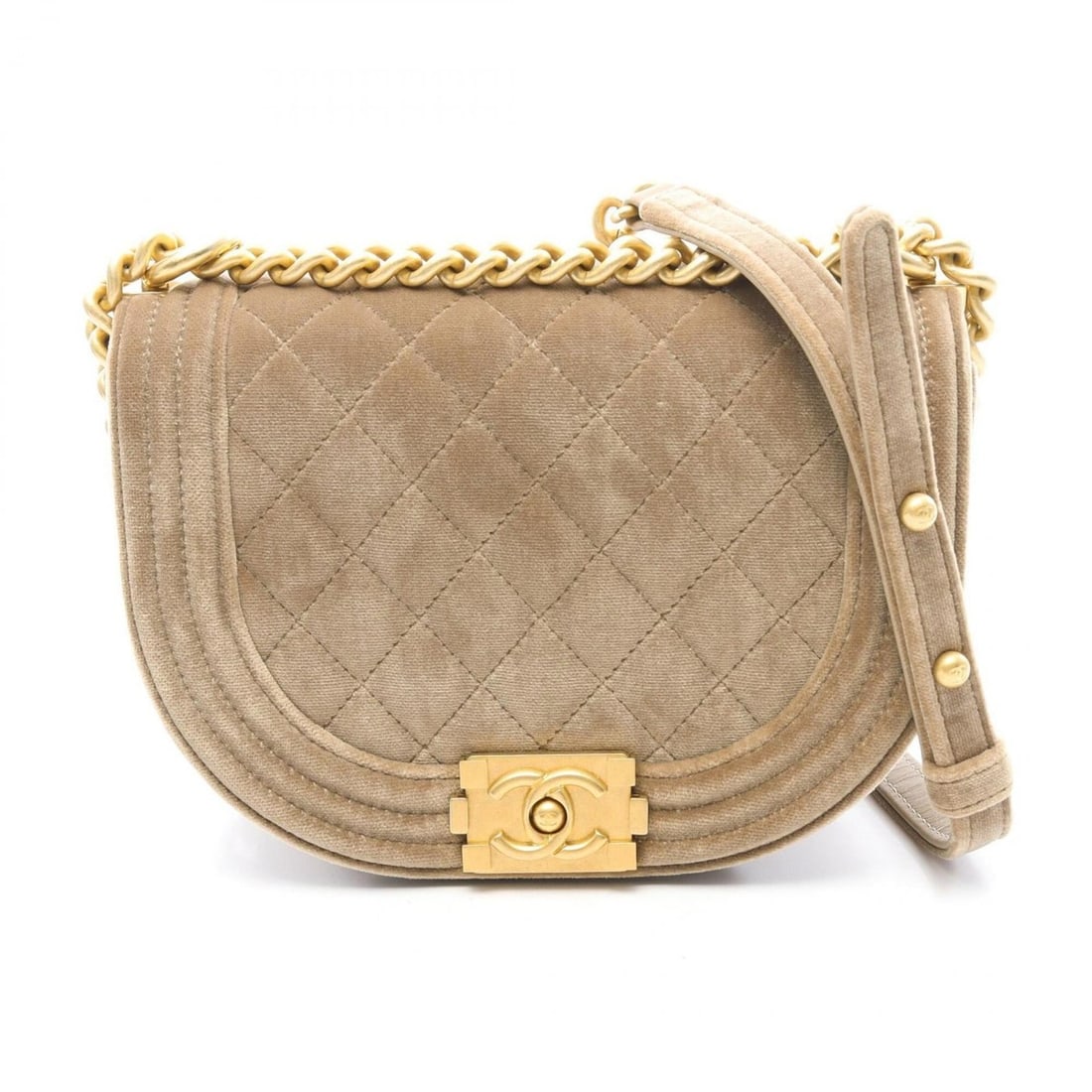 Chanel Boy Small Shoulder Bag/Handbag, Fabric, Women's, Khaki (AS3350): --- Catalog ---Category: SizeSize (HxWxD): 13cm x 18cm x 5cm / 5.11'' x 7.08'' x 1.96''Category: DesignType: Handbag, Shoulder bagColor: KhakiGender: WomenMaterial: Fabric Hardware Color: GoldCategory