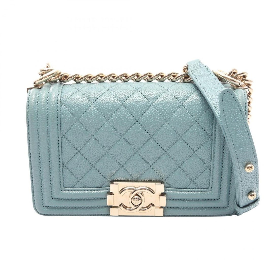 Chanel Boy Small Shoulder Bag/Handbag, Caviar Leather (Grained Calfskin), Women's, Blue, A67085: --- Catalog ---Category: SizeSize (HxWxD): 12cm x 20cm x 6cm / 4.72'' x 7.87'' x 2.36''Category: DesignType: Handbag, Shoulder bagColor: BlueGender: WomenMaterial: Grained Calfskin Hardware Color: Gol