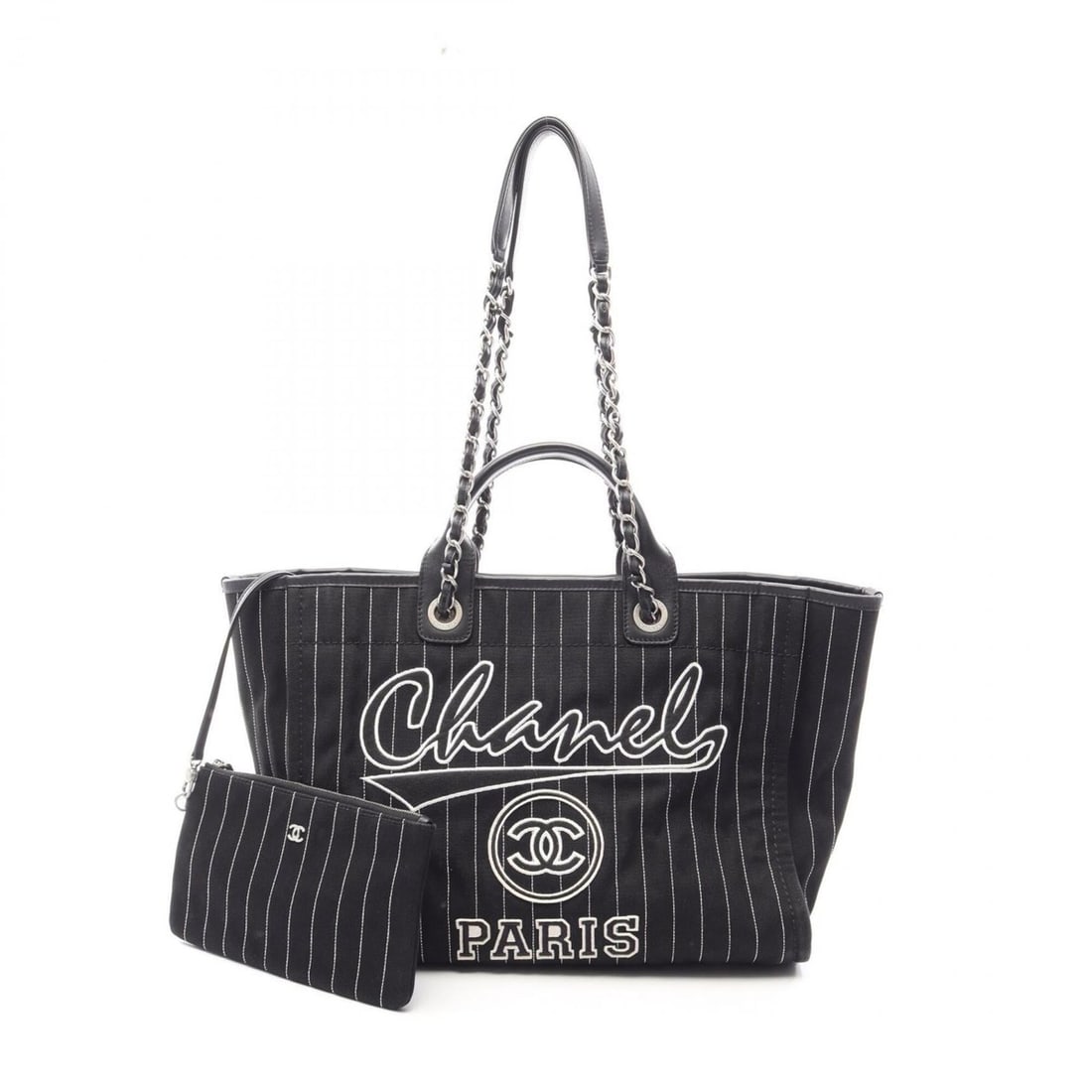 Chanel Deauville Tote Bag Handbag Canvas Leather Women's Black/White A66941: --- Catalog ---Category: SizeSize (HxWxD): 29cm x 38cm x 19cm / 11.41'' x 14.96'' x 7.48''Category: DesignType: Handbag, Pouch, Tote bagColor: Black, WhiteGender: WomenMaterial: Canvas , Leather Hardw