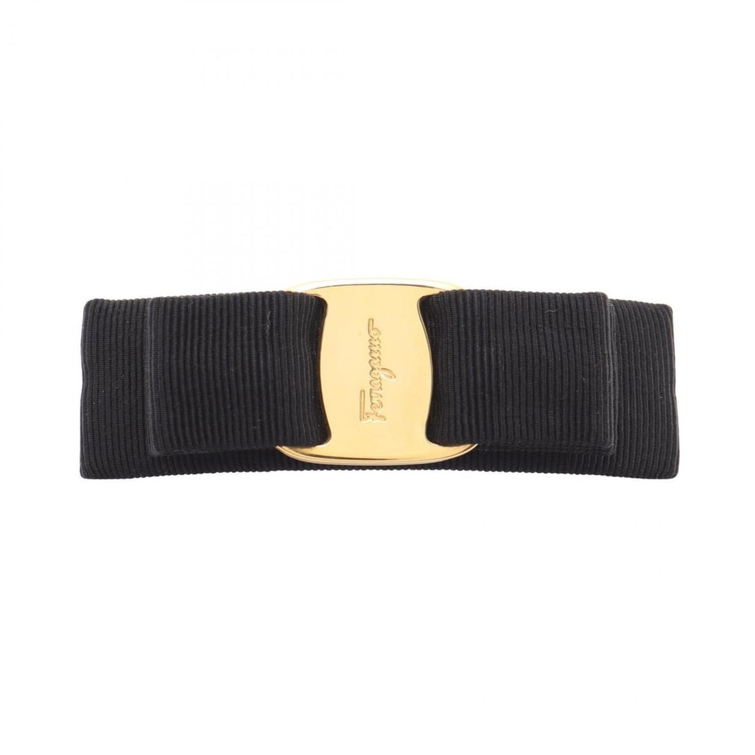 Salvatore Ferragamo Vara Ribbon Hair Accessory Barrette, Gold Plated (GP), Fabric, Women's, Black: --- Catalog ---Category: SizeSize (LxW): 3cm x 9.5cm / 1.18'' x 3.74''Category: DesignType: BarretteColor: BlackGender: WomenMaterial: Gold platingCategory: GeneralBrand: Salvatore Ferragamo--- Item L