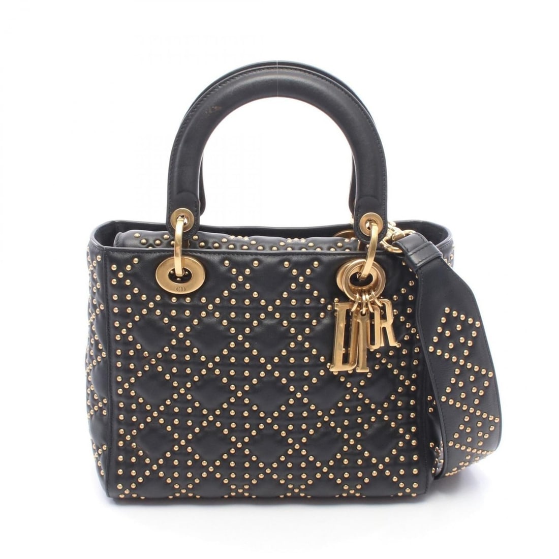 Christian Dior Dior LADY DIOR Studded 2-Way Handbag, Leather, Women's, Black: --- Catalog ---Category: SizeSize (HxWxD): 20cm x 24cm x 11cm / 7.87'' x 9.44'' x 4.33''Category: DesignType: HandbagColor: BlackGender: WomenMaterial: Leather Category: GeneralBrand: Christian Dior--