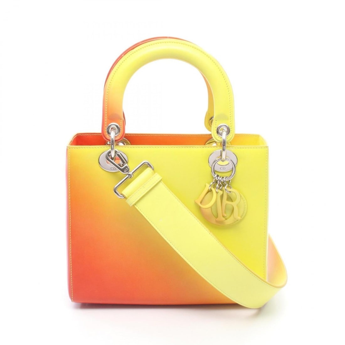 Christian Dior Dior LADY DIOR Gradient 2-Way Handbag, Leather, Women's, Orange/Yellow Tones (1 of 15)