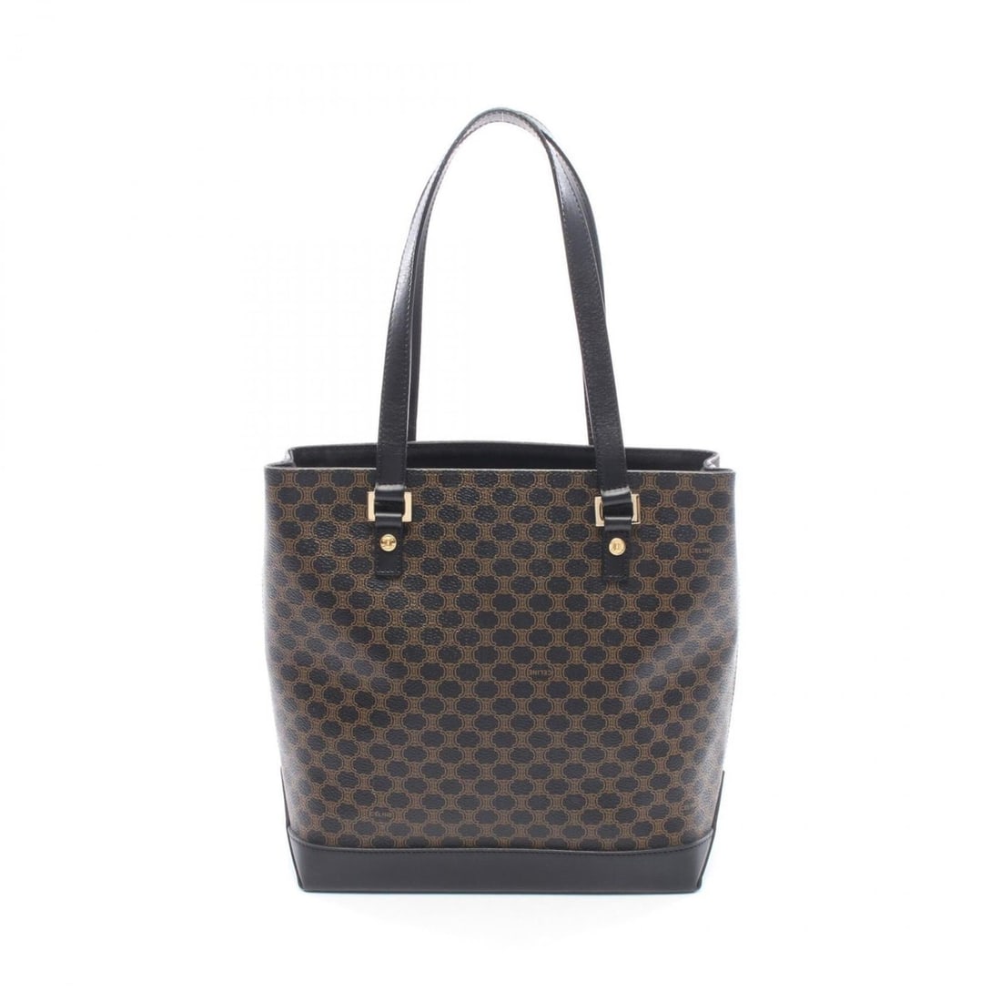 Celine Macadam Tote Bag Handbag, Coated Canvas Leather, Women's, Black/Brown (1 of 11)