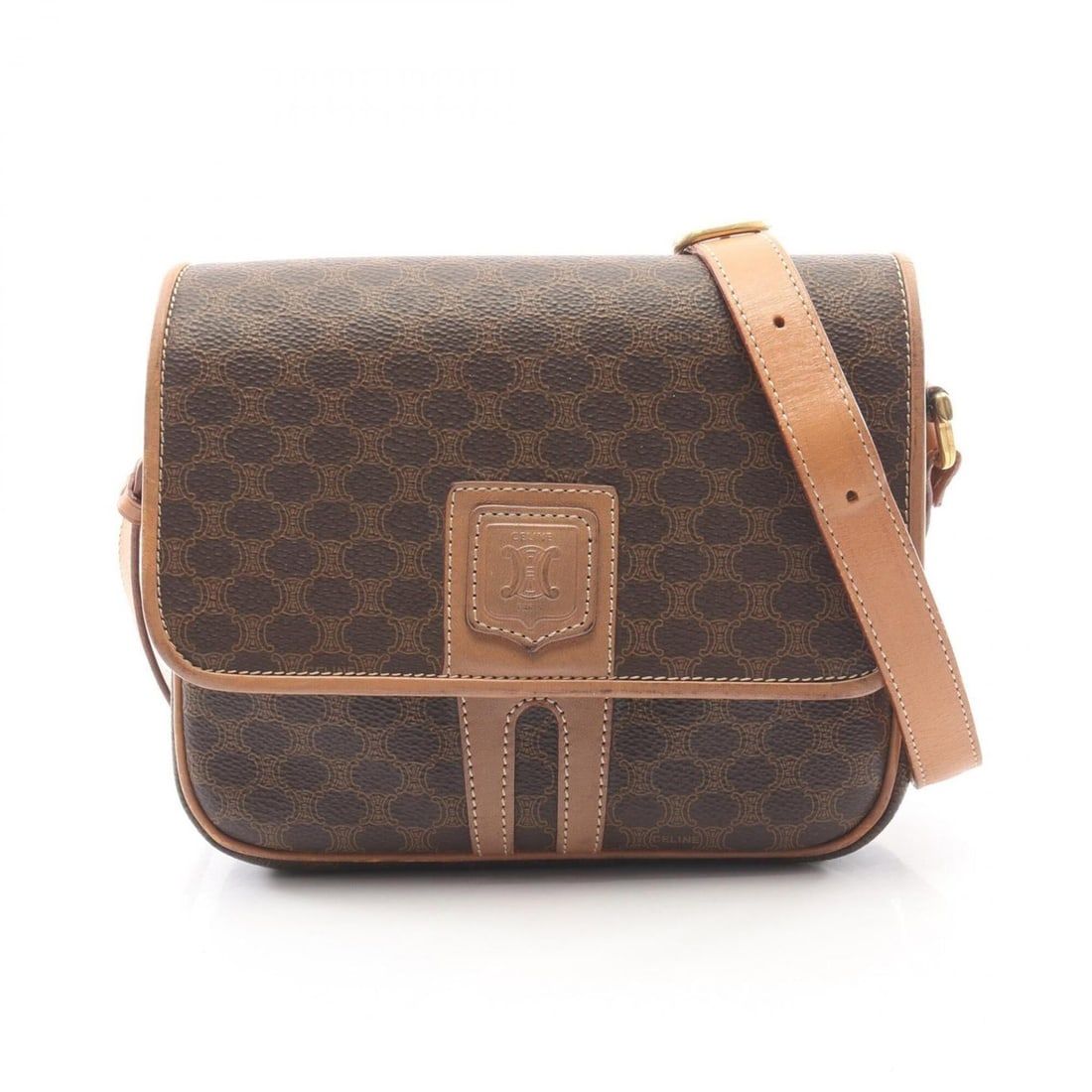 Celine Macadam Shoulder Bag/Handbag, Coated Canvas and Leather, Women's, Brown: --- Catalog ---Category: SizeSize (HxWxD): 16cm x 19cm / 6.29'' x 7.48''Category: DesignType: Handbag, Shoulder bagColor: BrownGender: WomenMaterial: Coated canvas , Leather Category: GeneralBrand: Ce