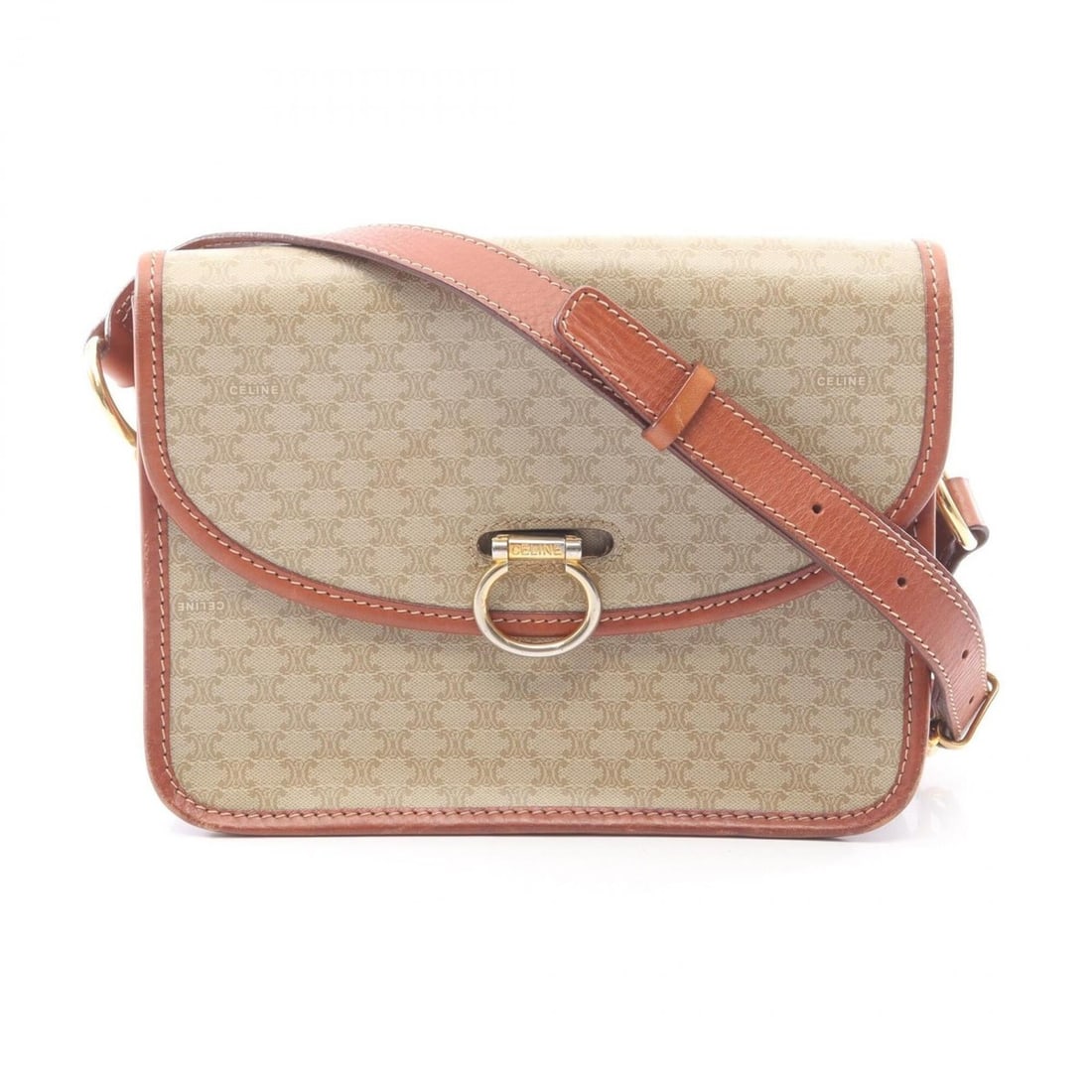Celine Triomphe Shoulder Bag/Handbag, Coated Canvas and Leather, Women's, Beige/Brown: --- Catalog ---Category: SizeSize (HxWxD): 18cm x 24cm / 7.08'' x 9.44''Category: DesignType: Handbag, Shoulder bagColor: Beige, BrownGender: WomenMaterial: Coated canvas , Leather Category: GeneralBr