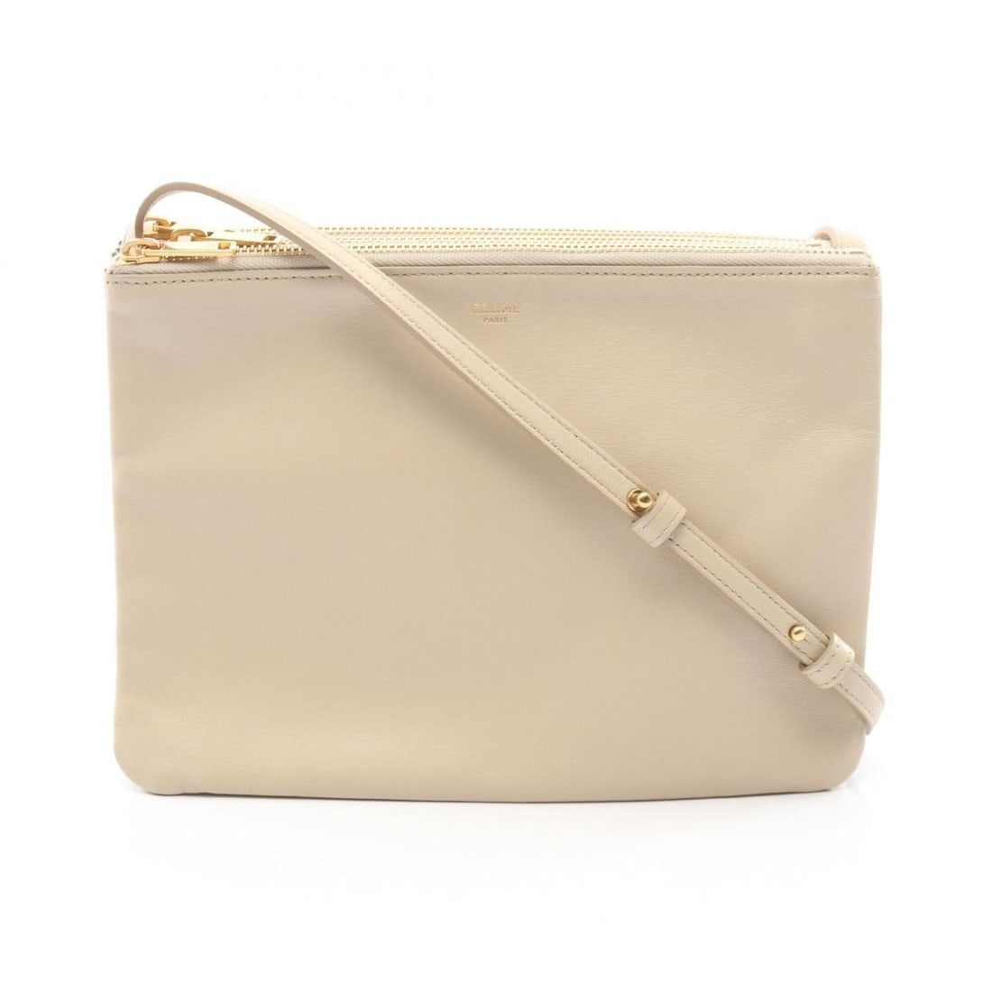 Celine TRIO LARGE Shoulder Bag/Handbag, Leather, Women's, Beige, 192043: --- Catalog ---Category: SizeSize (HxWxD): 17.5cm x 25cm / 6.88'' x 9.84''Category: DesignType: Handbag, Shoulder bagColor: BeigeGender: WomenMaterial: Leather Category: GeneralMPN: 192043Brand: Celin