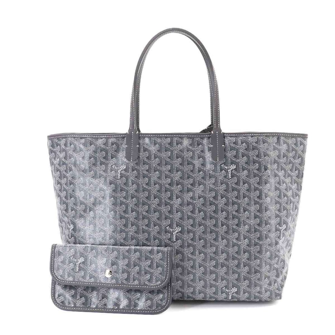 Goyard Saint Louis PM Tote Handbag, Leather, Herringbone Pattern, Gray, Silver Hardware: --- Catalog ---Category: SizeSize (HxWxD): 27.5cm x 46cm x 14.5cm / 10.82'' x 18.11'' x 5.7''Category: DesignType: Handbag, Tote bagColor: GrayGender: WomenMaterial: PVC , Leather Category: GeneralBra