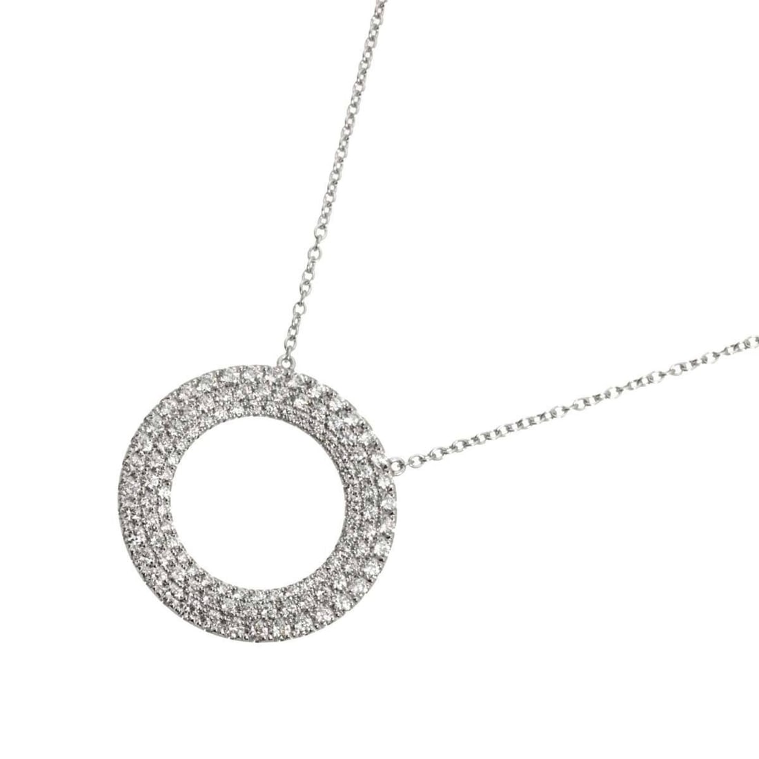 Tiffany & Co. Metro 3-Row Circle Diamond Necklace, 41cm, 18K White Gold (750): --- Catalog ---Category: SizePendant Size: 20mm x 20mm / 0.78'' x 0.78''Neck Circumference: 41 cm / 16.14''Category: DesignGender: WomenMaterial: White gold (18K)Necklace Type: NecklaceCategory: Gener