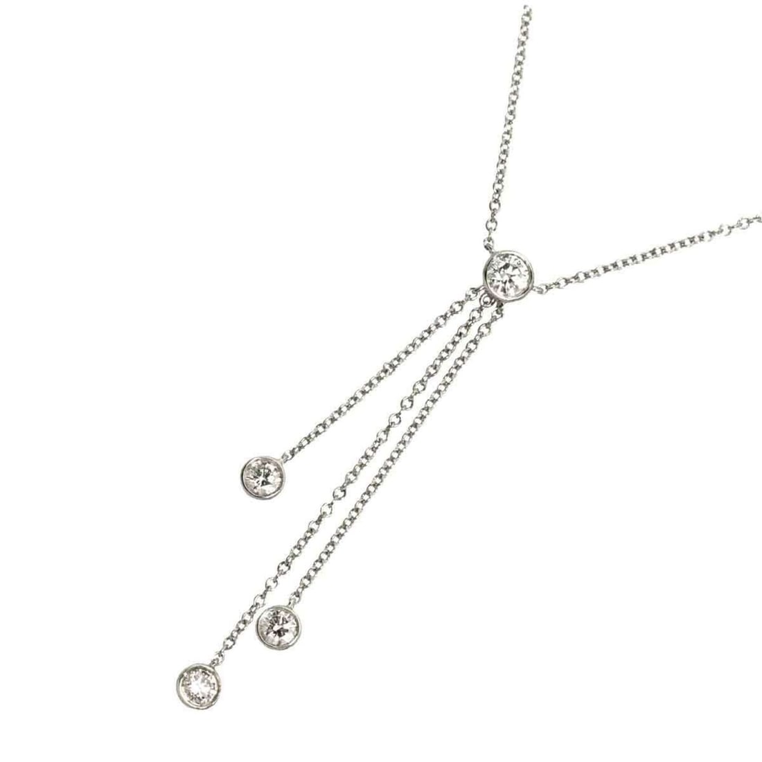 Tiffany & Co. By the Yard Drop Diamond 4P Necklace 41cm Platinum: --- Catalog ---Category: SizePendant Size: 45.8mm x 4.3mm / 1.8'' x 0.16''Neck Circumference: 41 cm / 16.14''Category: DesignGender: WomenMaterial: Platinum 950Necklace Type: NecklaceCategory: General