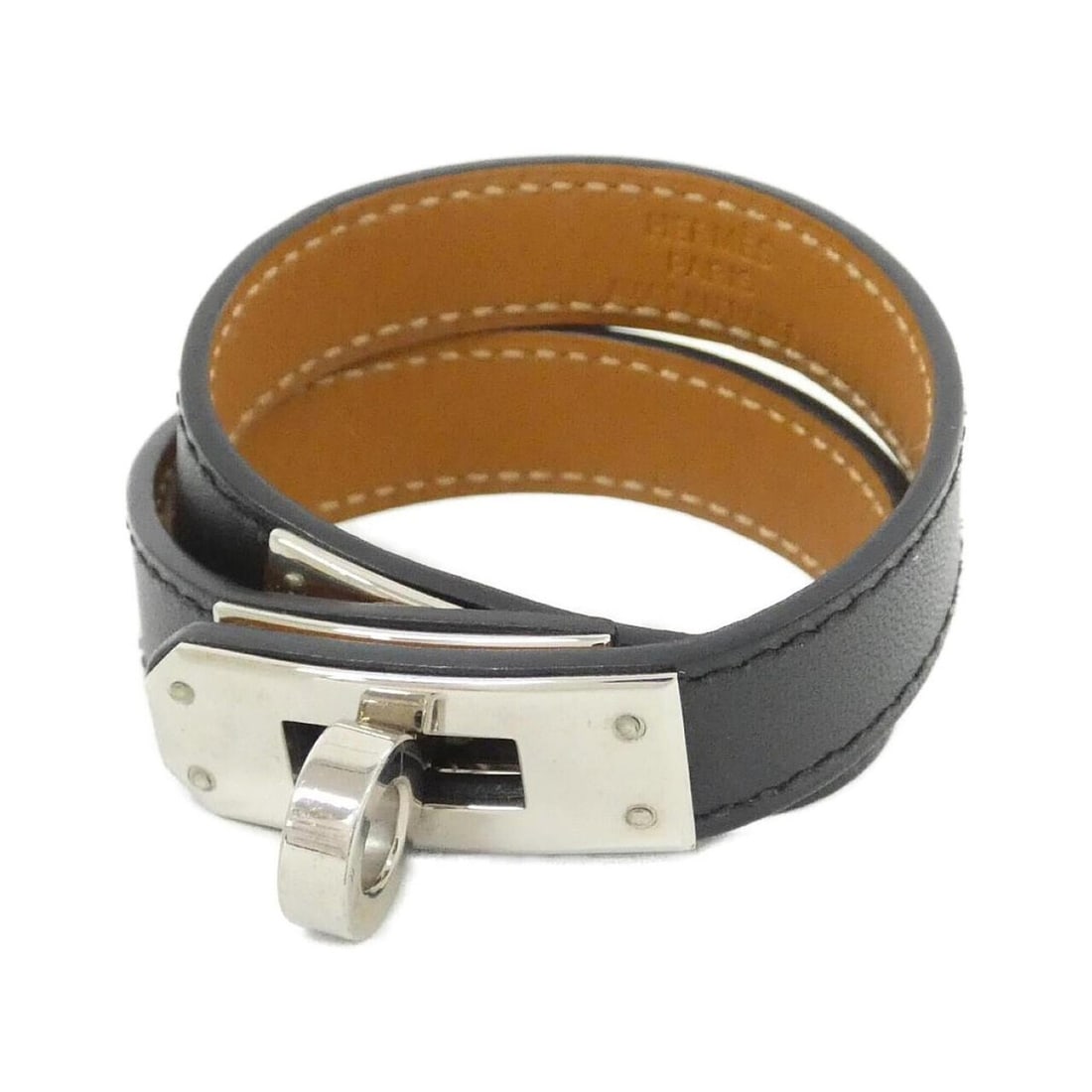 Hermes Kelly Double Tour 064642CK Bracelet: --- Catalog ---Category: SizeLength: 14cm / 5.51''Category: DesignType: Charm braceletColor: Black, SilverGender: WomenMaterial: Swift leatherCategory: GeneralMPN: 064642CKBrand: Hermes--- Item List -