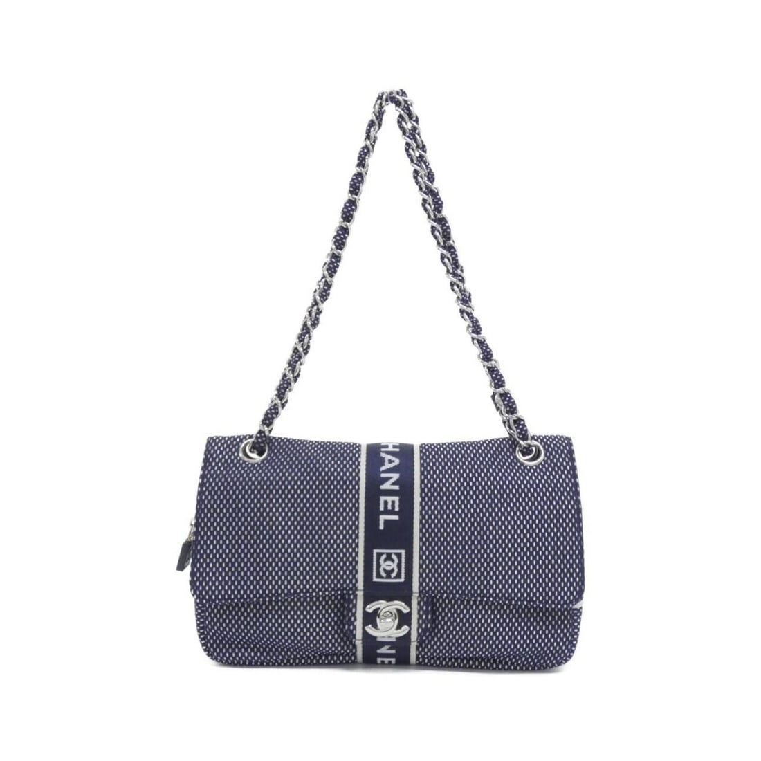 Chanel Sport Line Shoulder Bag: --- Catalog ---Category: SizeSize (HxWxD): 15cm x 24cm x 4cm / 5.9'' x 9.44'' x 1.57''Category: DesignType: Shoulder bagColor: NavyGender: WomenMaterial: Canvas Hardware Color: SilverCategory: