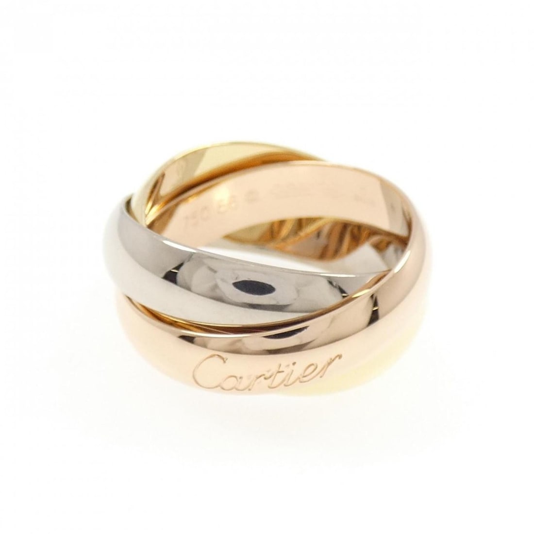 Cartier Trinity Large Ring: --- Catalog ---Category: SizeWeight: 16g / 0.56oz.JP Size: 17US Size: 8.5Category: DesignType: Band ringMaterial: Pink gold (18K), White gold (18K), Yellow gold (18K)Category: GeneralLine: