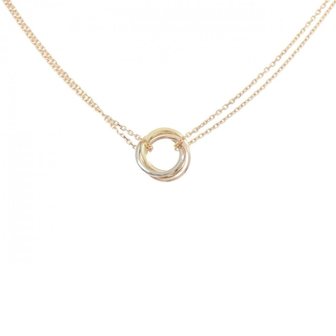 Cartier Trinity Necklace: --- Catalog ---Category: SizeWidth: 1mm / 0.04''Weight: 4g / 0.14oz.Pendant Size: 10.5mm x 10.5mm / 0.41'' x 0.41''Neck Circumference: 37 cm - 41 cm / 14.56'' - 16.14''Category: DesignGender: