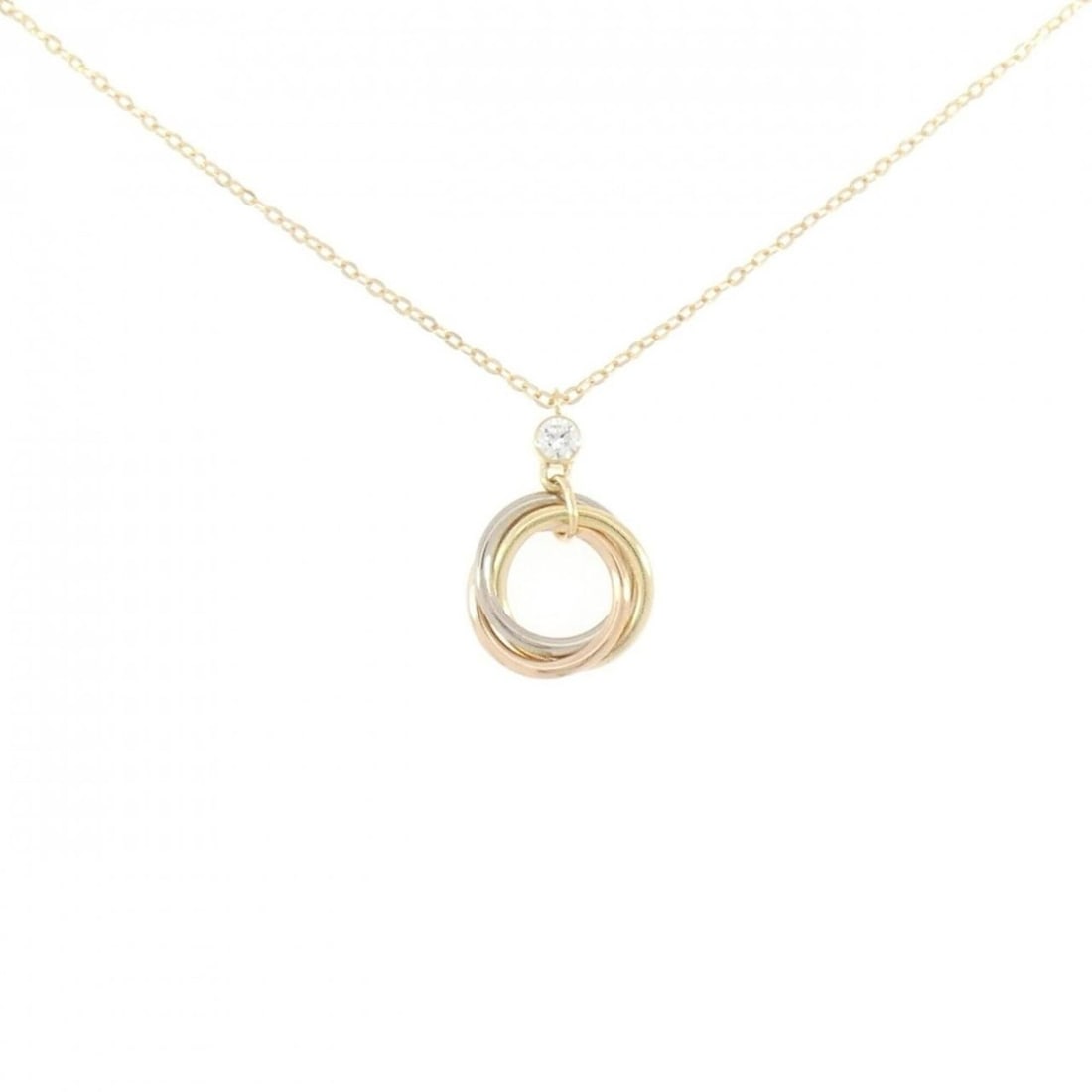 Cartier Trinity Necklace: --- Catalog ---Category: SizeWidth: 1mm / 0.04''Weight: 2.6g / 0.09oz.Pendant Size: 16.7mm x 10.5mm / 0.65'' x 0.41''Neck Circumference: 40 cm - 44 cm / 15.74'' - 17.32''Category: DesignStone: