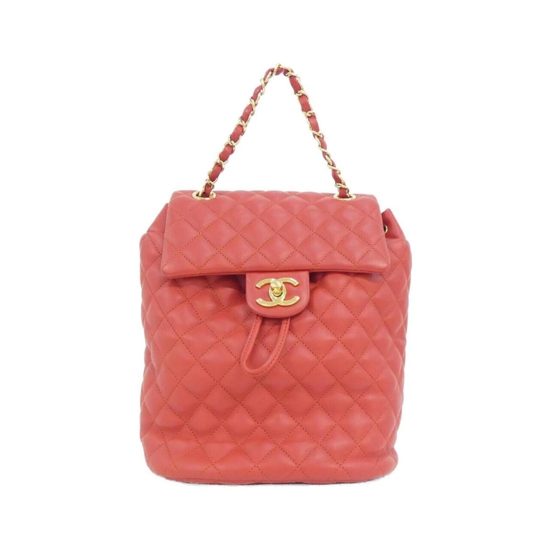 Chanel 91121 Backpack: --- Catalog ---Category: SizeSize (HxWxD): 24cm x 20cm x 12cm / 9.44'' x 7.87'' x 4.72''Category: DesignType: BackpackColor: Red colorGender: WomenMaterial: Leather Hardware Color: GoldLeather/Fur