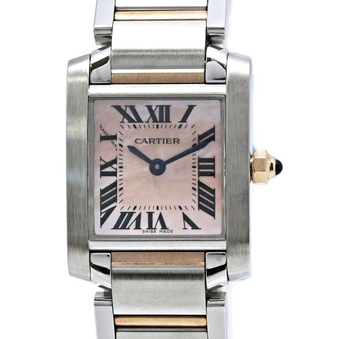 CARTIER Tank Française SM W51027Q4 Women's Watch SSx18KPG 40559: --- Catalog ---Category: SizeWrist Size: 17cm / 6.69''Case Diameter: 20mm / 0.79''Category: DesignType: WristwatchGender: WomenColor (Dial): Pink shellMaterial (Band): Pink gold (18K), Stainless steel