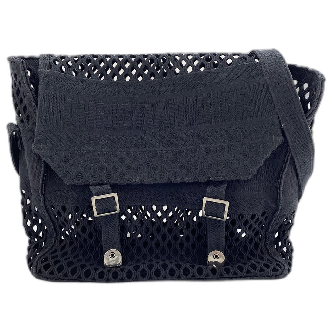 Christian Dior Diorcamp Mesh Shoulder Bag Canvas Black: --- Catalog ---Category: SizeSize (HxWxD): 27cm x 29cm x 13cm / 10.62'' x 11.41'' x 5.11''Category: DesignType: Shoulder bagColor: BlackGender: Women,MenMaterial: Canvas Category: GeneralBrand: Christ