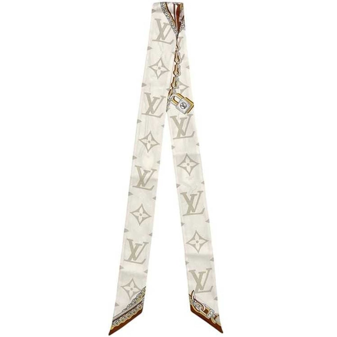 Louis Vuitton Ribbon Scarf Bandeau Muffler BB Ultimate Monogram M77777 LOUIS VUITTON Silk White (1 of 6)